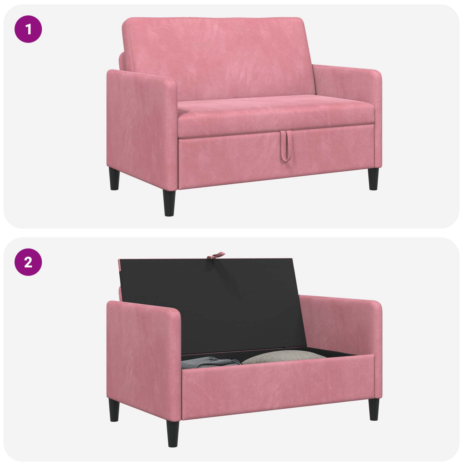 Bank met opslag Roze 122 x 78 x 87 cm Polyester is nu te koop bij PeponiXL, paradijselijk wonen!