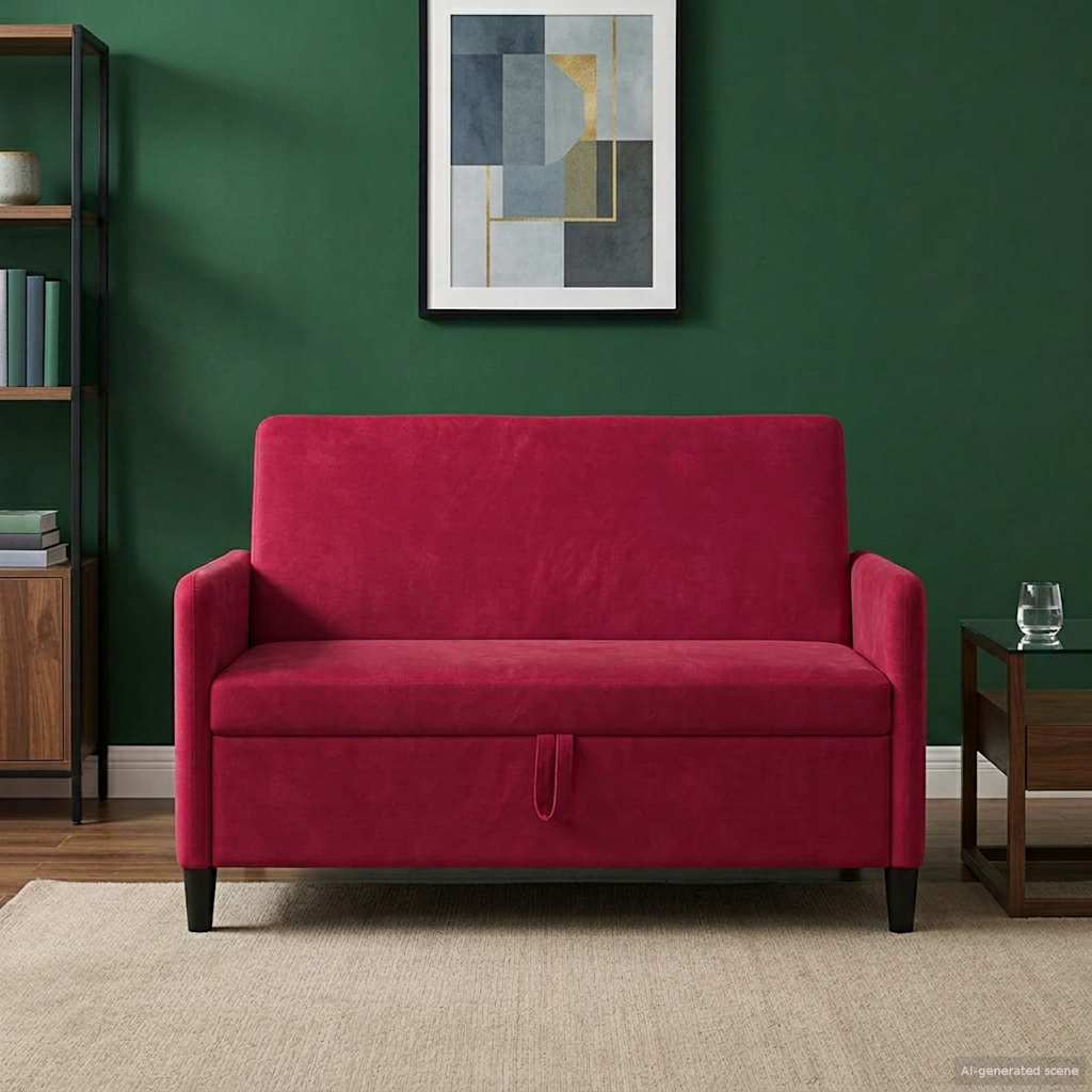 Bank met opslag Wijnrood 122 x 78 x 87 cm Polyester is nu te koop bij PeponiXL, paradijselijk wonen!