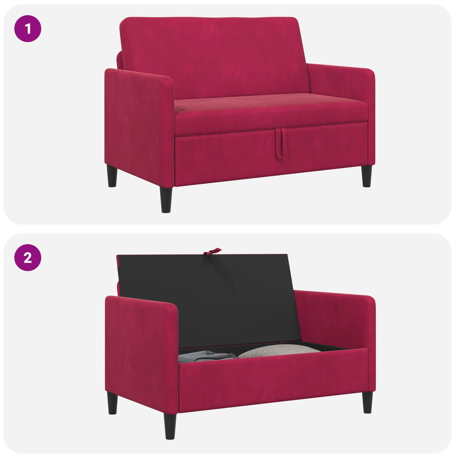 Bank met opslag Wijnrood 122 x 78 x 87 cm Polyester is nu te koop bij PeponiXL, paradijselijk wonen!