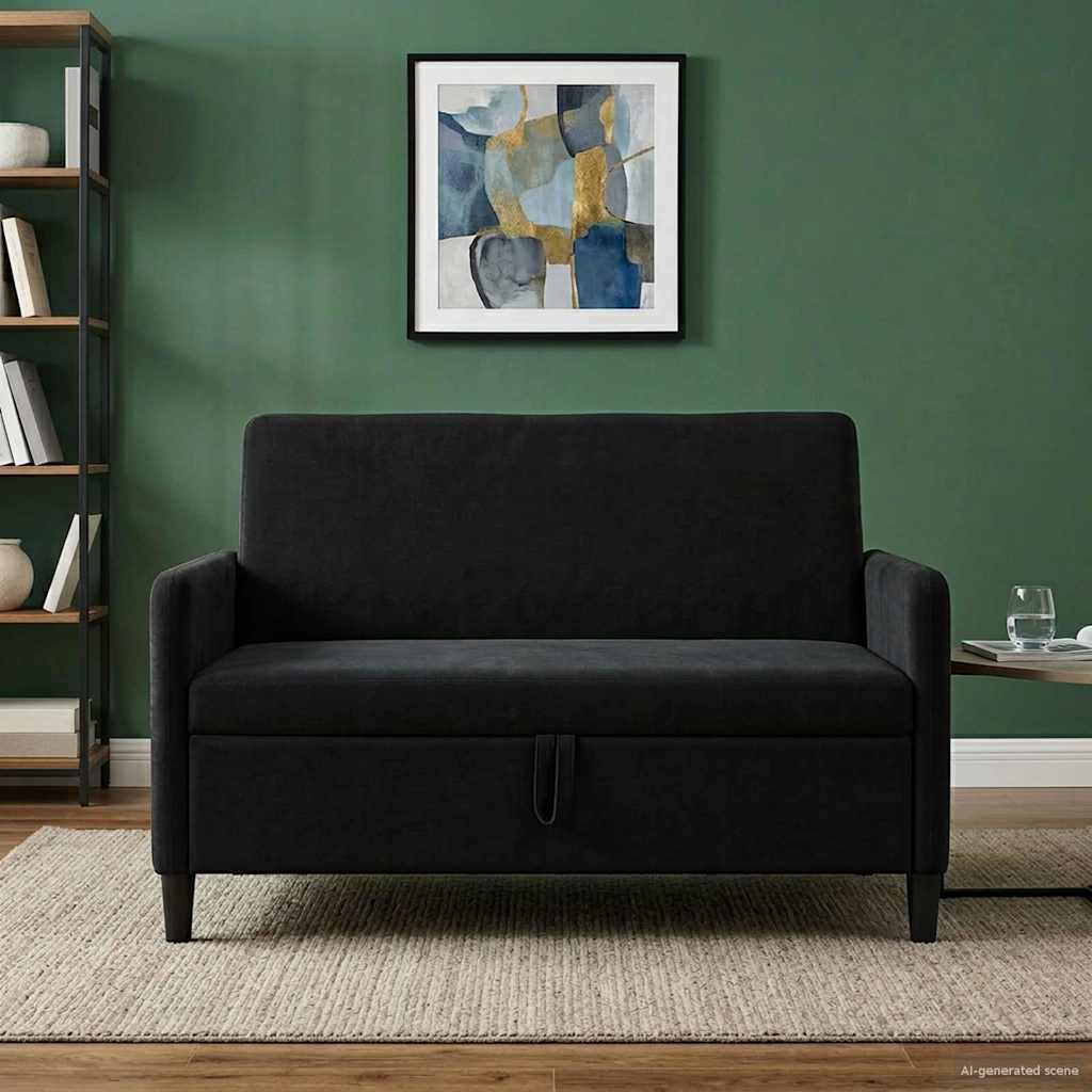 Bank met opslag Zwart 122 x 78 x 87 cm Polyester is nu te koop bij PeponiXL, paradijselijk wonen!