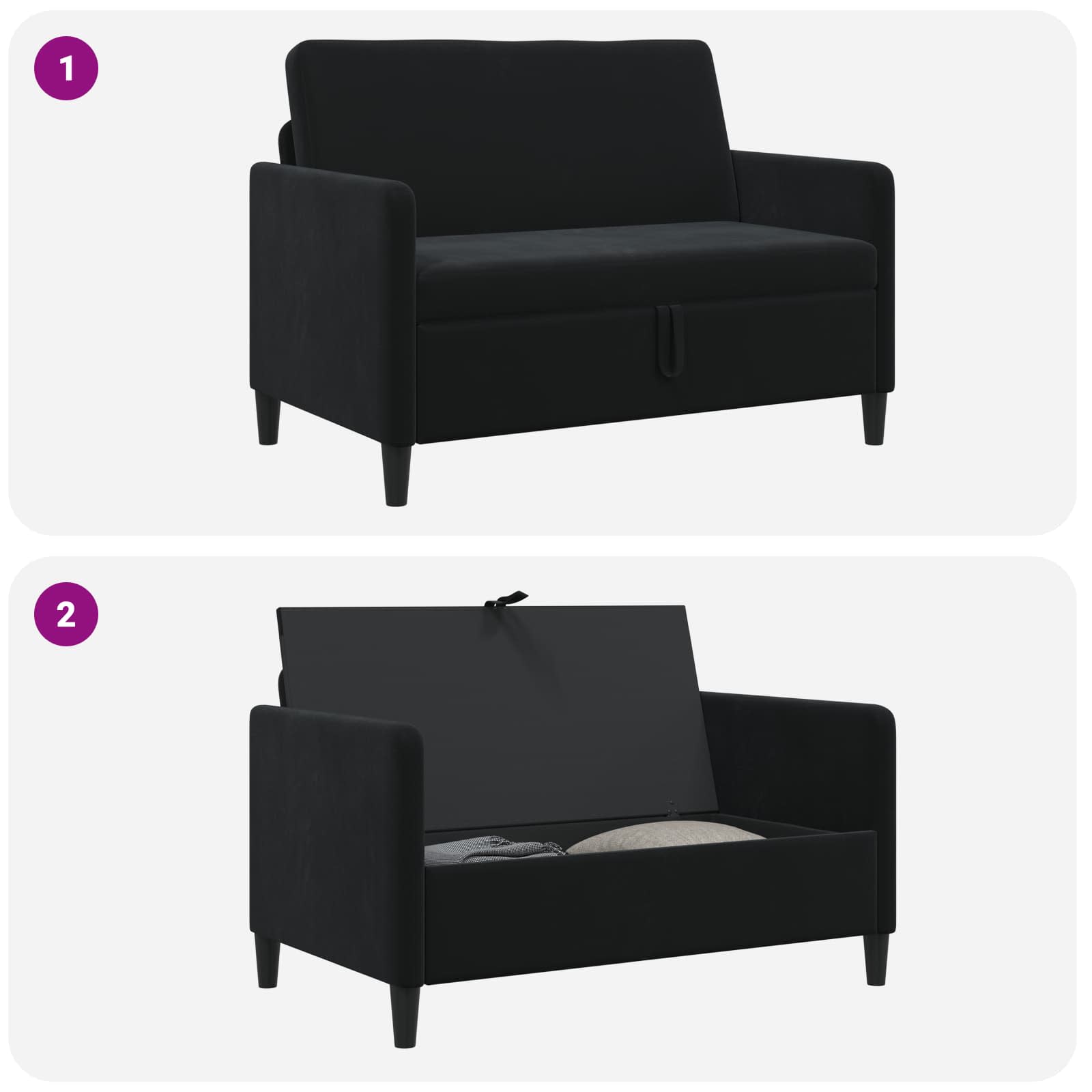 Bank met opslag Zwart 122 x 78 x 87 cm Polyester is nu te koop bij PeponiXL, paradijselijk wonen!