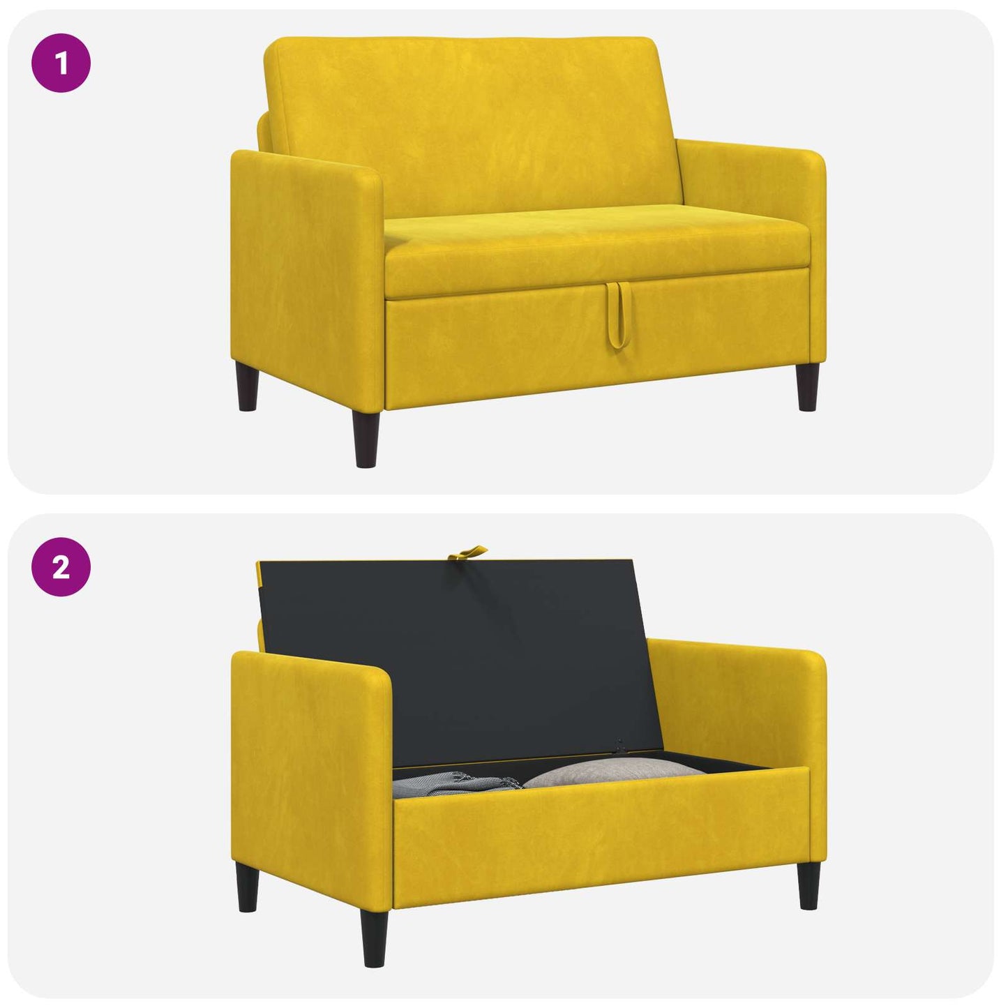 Bank met opslag Geel 122 x 78 x 87 cm Polyester is nu te koop bij PeponiXL, paradijselijk wonen!