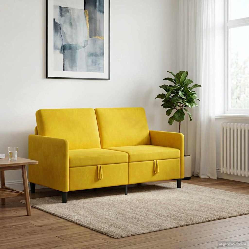Bank met opslag Geel 152 x 78 x 87 cm Polyester is nu te koop bij PeponiXL, paradijselijk wonen!
