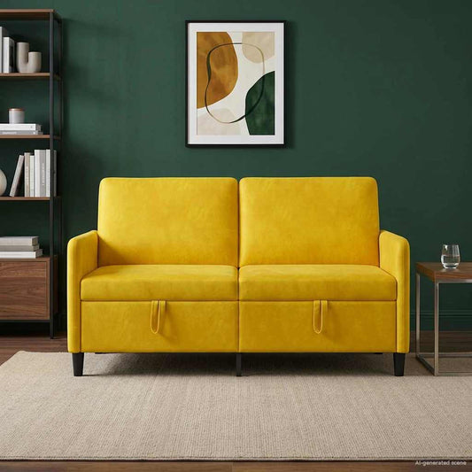 Bank met opslag Geel 152 x 78 x 87 cm Polyester is nu te koop bij PeponiXL, paradijselijk wonen!