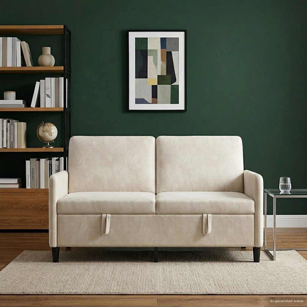 Bank met opslag Crèmekleurig 152 x 78 x 87 cm Polyester is nu te koop bij PeponiXL, paradijselijk wonen!