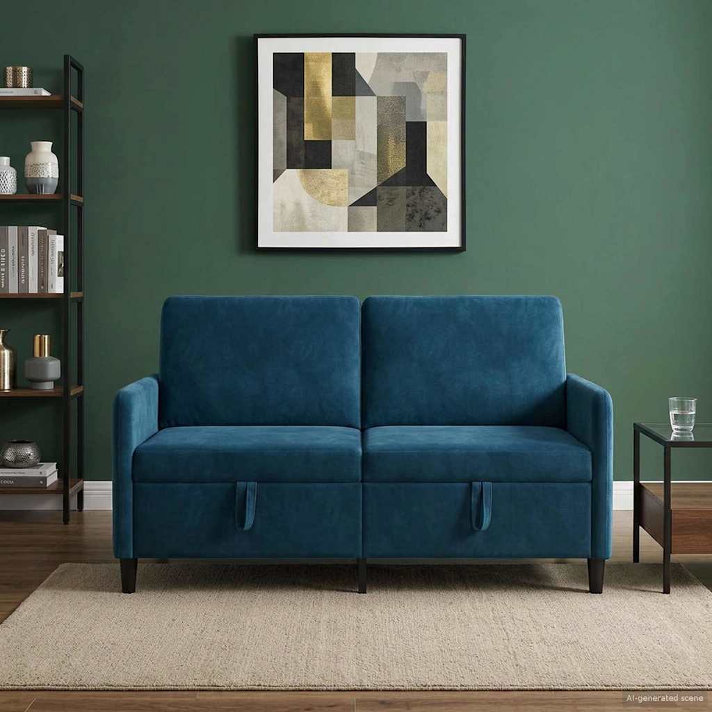 Bank met opslag Blauw 152 x 78 x 87 cm Polyester is nu te koop bij PeponiXL, paradijselijk wonen!