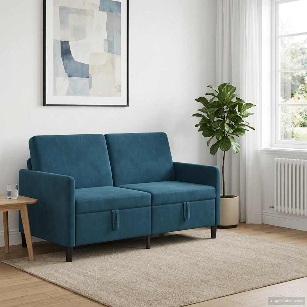 Bank met opslag Blauw 152 x 78 x 87 cm Polyester is nu te koop bij PeponiXL, paradijselijk wonen!