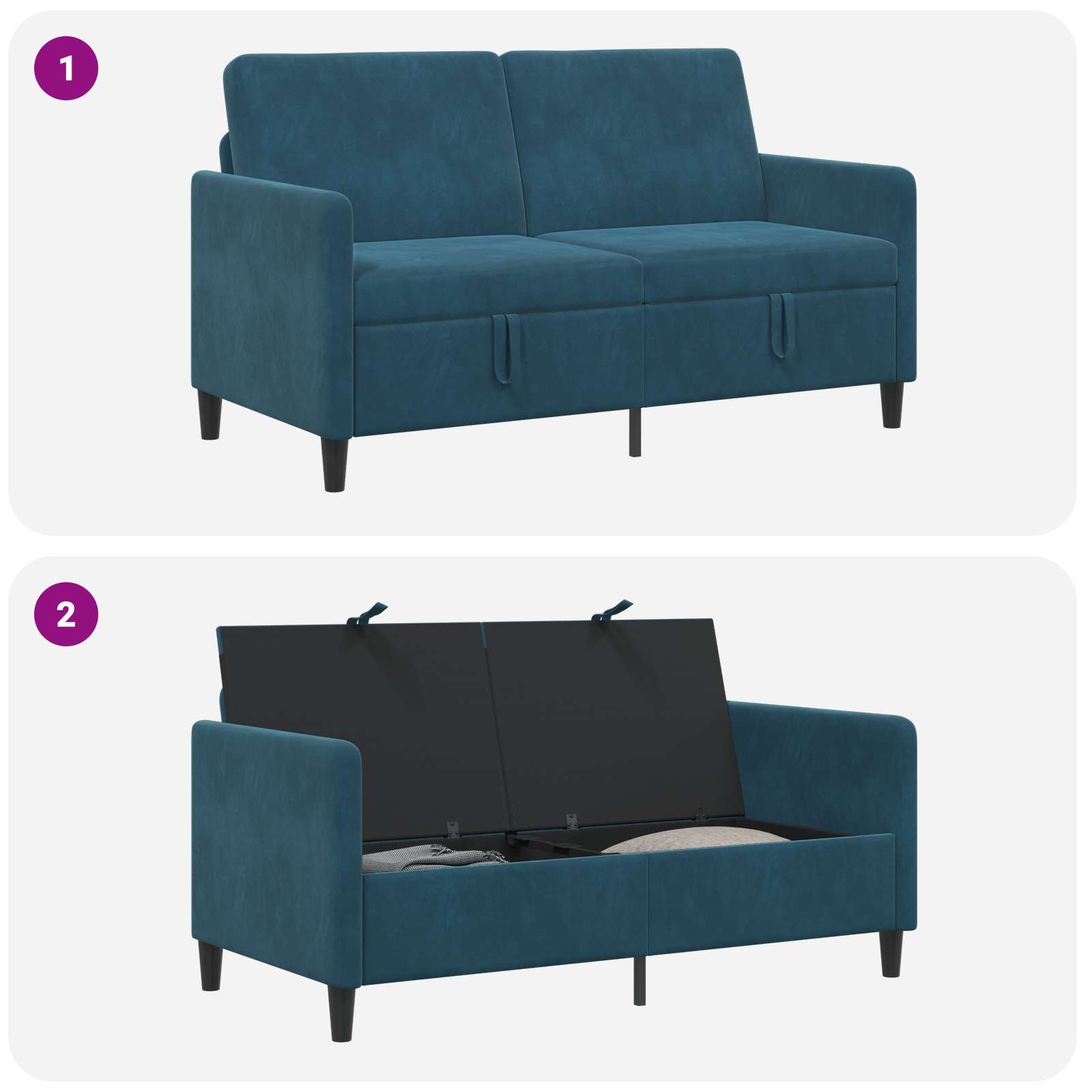 Bank met opslag Blauw 152 x 78 x 87 cm Polyester is nu te koop bij PeponiXL, paradijselijk wonen!