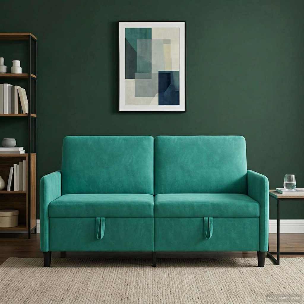 Bank met opslag Turquoise 152 x 78 x 87 cm Polyester is nu te koop bij PeponiXL, paradijselijk wonen!