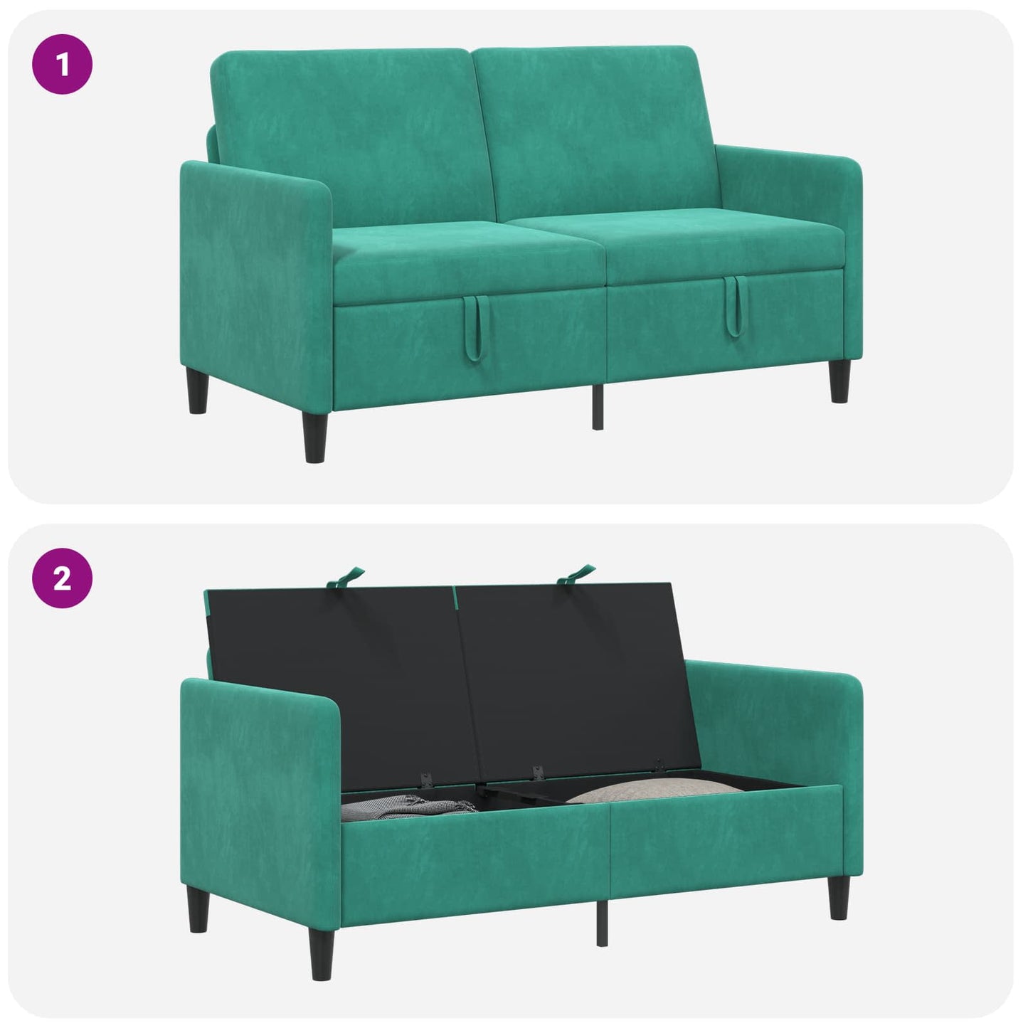 Bank met opslag Turquoise 152 x 78 x 87 cm Polyester is nu te koop bij PeponiXL, paradijselijk wonen!
