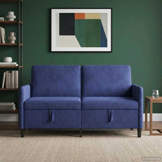 Bank met opslag Politieblauw 152 x 78 x 87 cm Polyester is nu te koop bij PeponiXL, paradijselijk wonen!