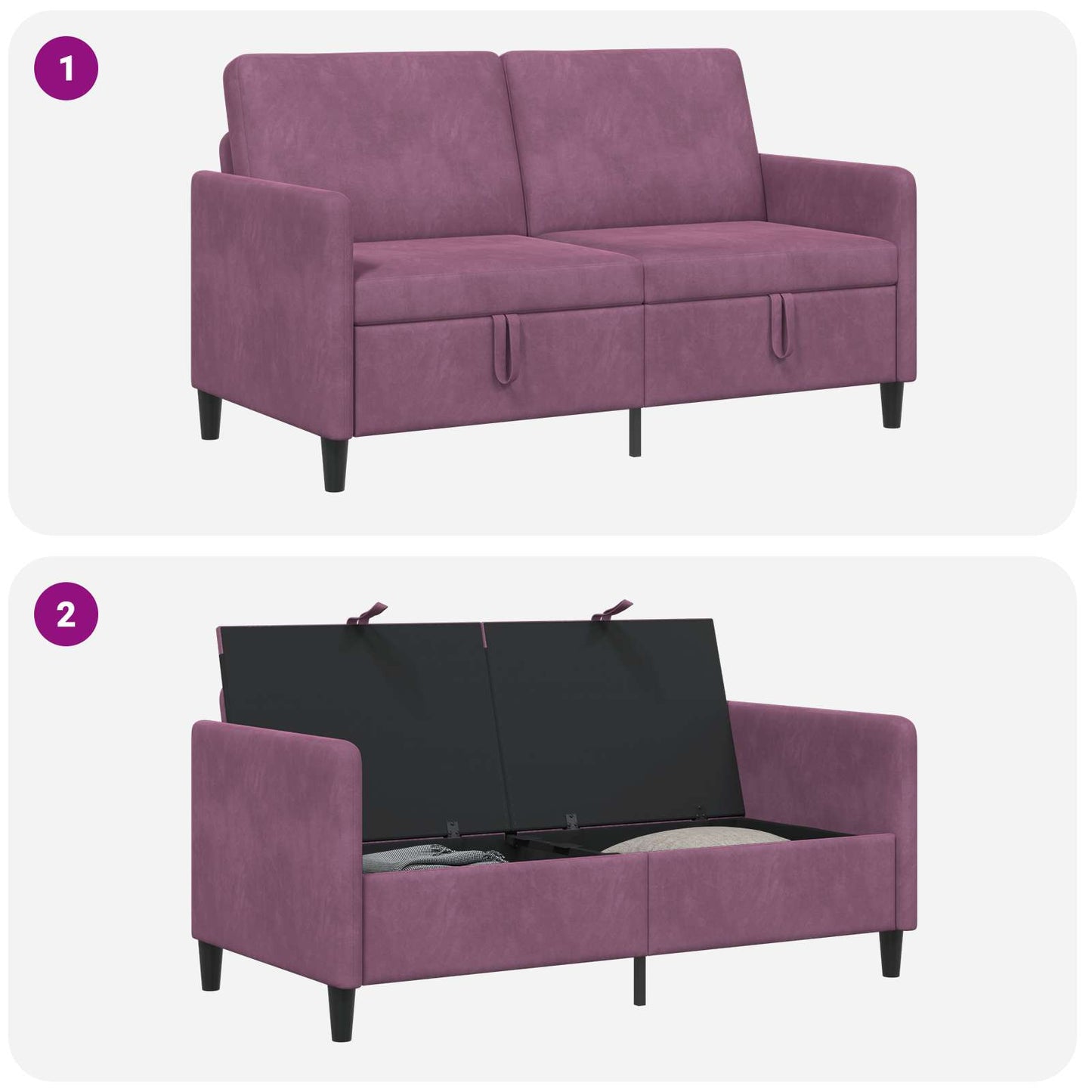 Bank met opslag Paars 152 x 78 x 87 cm Polyester is nu te koop bij PeponiXL, paradijselijk wonen!