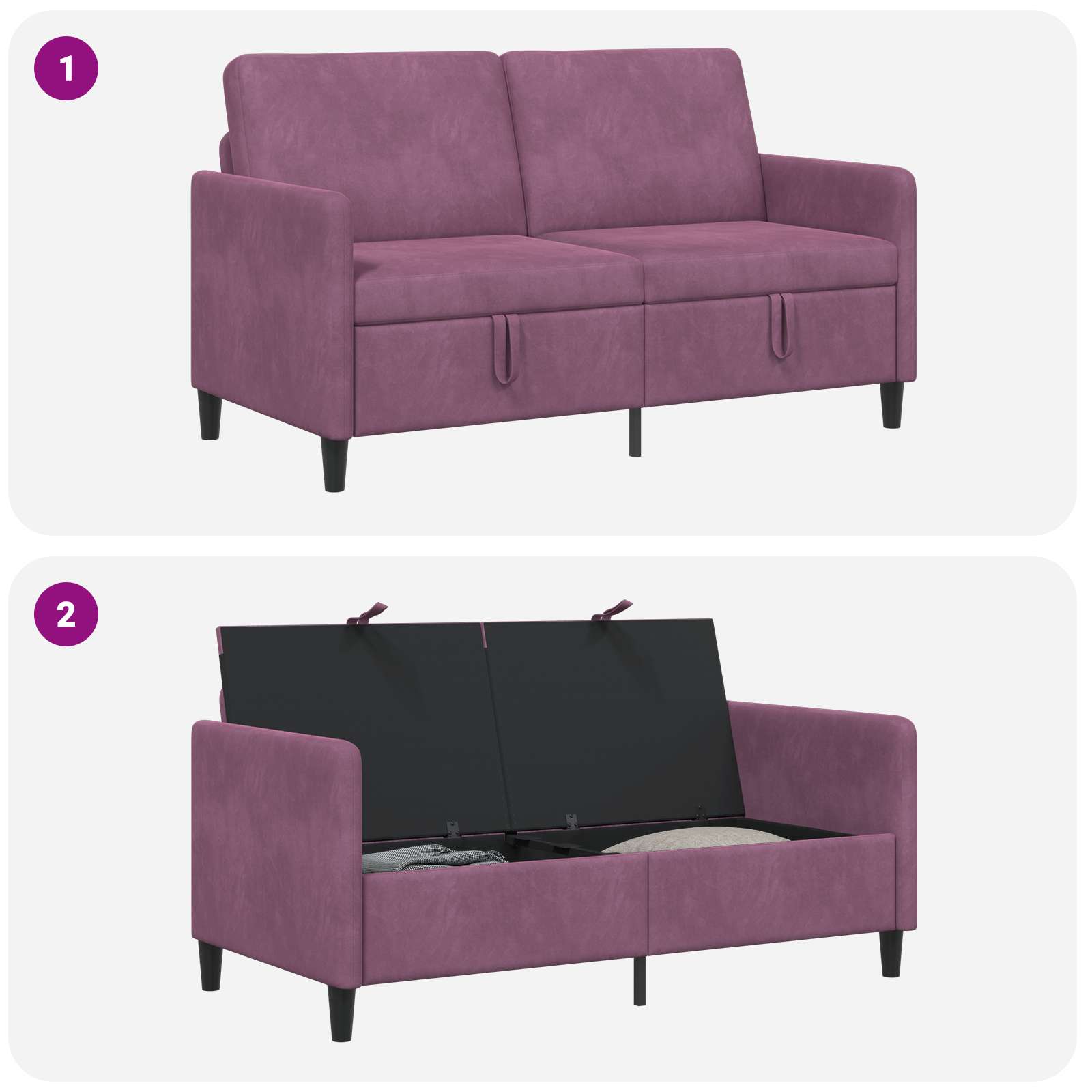 Bank met opslag Paars 152 x 78 x 87 cm Polyester is nu te koop bij PeponiXL, paradijselijk wonen!