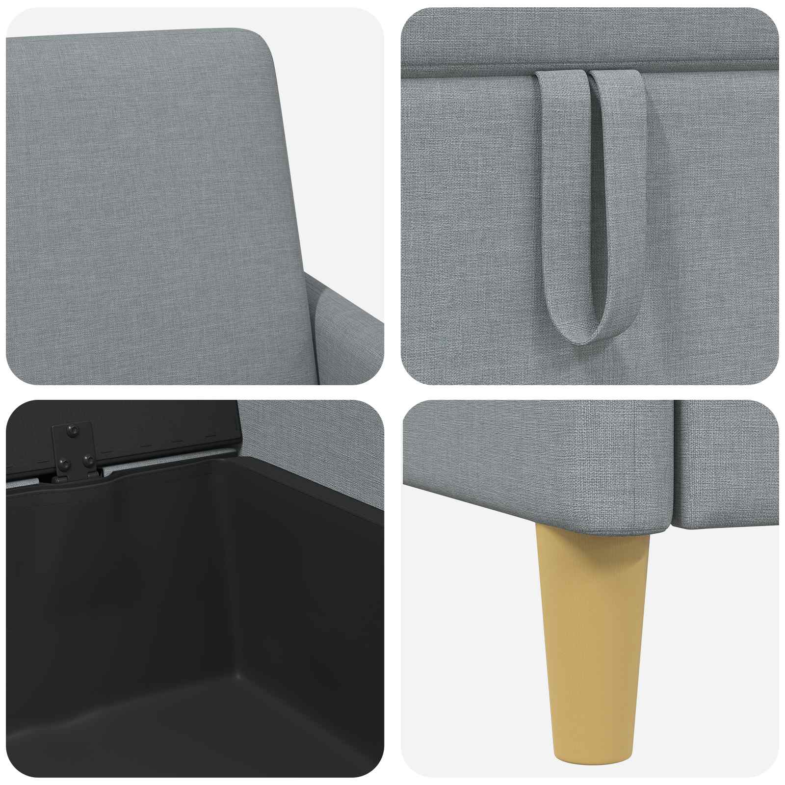 Bank met opslag Lichtgrijs 172 x 78 x 87 cm Polyester is nu te koop bij PeponiXL, paradijselijk wonen!