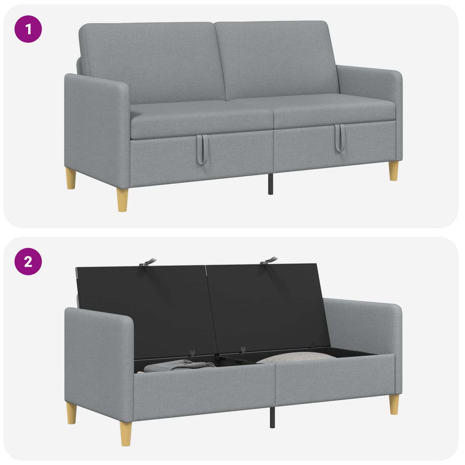 Bank met opslag Lichtgrijs 172 x 78 x 87 cm Polyester is nu te koop bij PeponiXL, paradijselijk wonen!