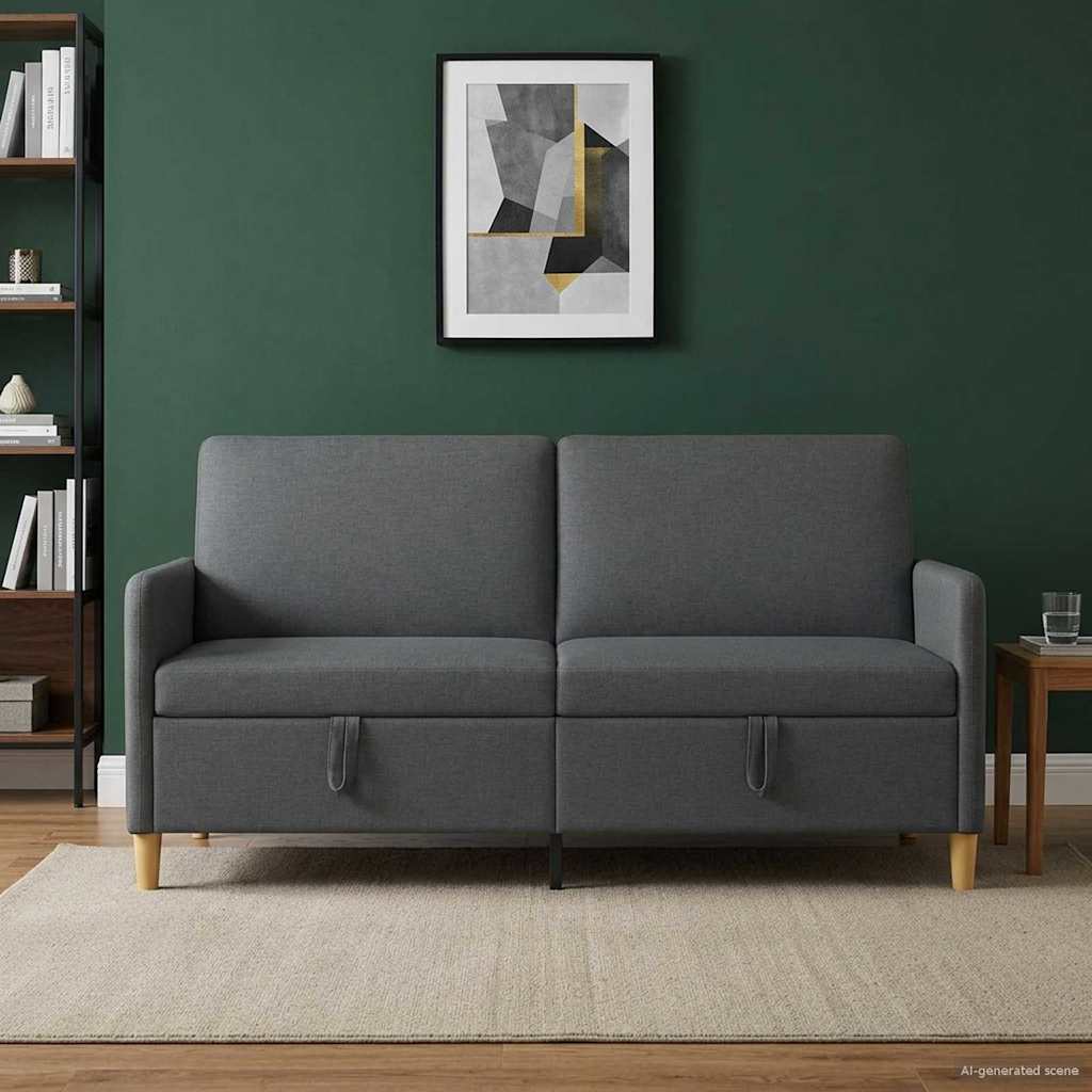 Bank met opslag Donkergrijs 172 x 78 x 87 cm Polyester is nu te koop bij PeponiXL, paradijselijk wonen!