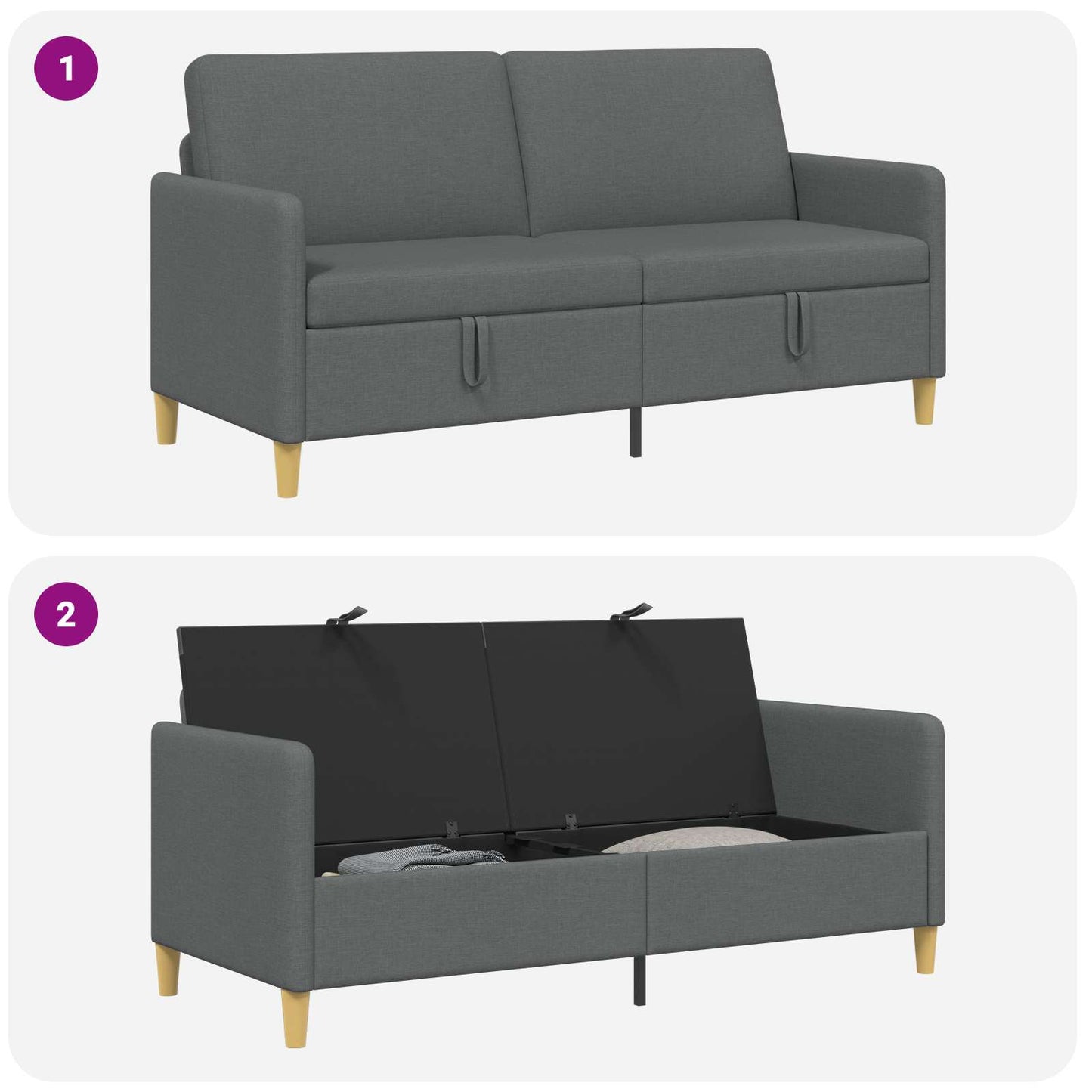 Bank met opslag Donkergrijs 172 x 78 x 87 cm Polyester is nu te koop bij PeponiXL, paradijselijk wonen!
