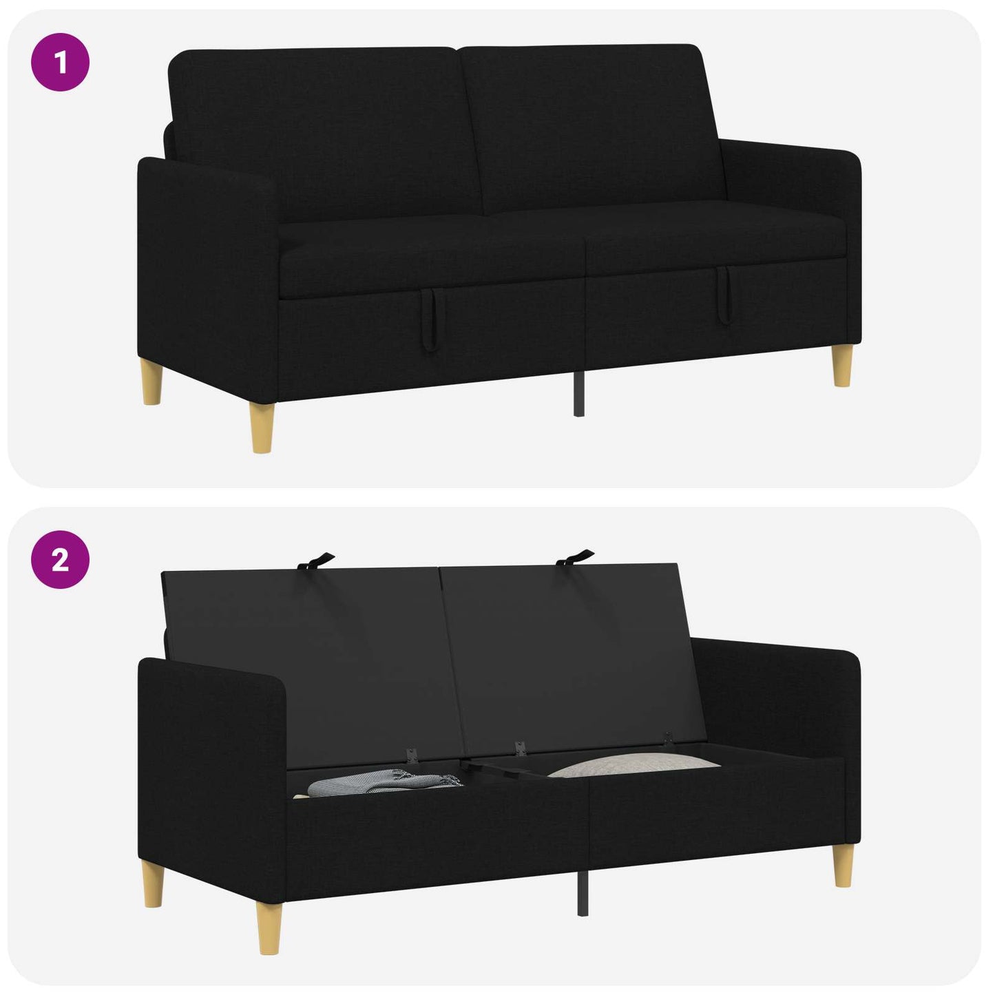 Bank met opslag Zwart 172 x 78 x 87 cm Polyester is nu te koop bij PeponiXL, paradijselijk wonen!