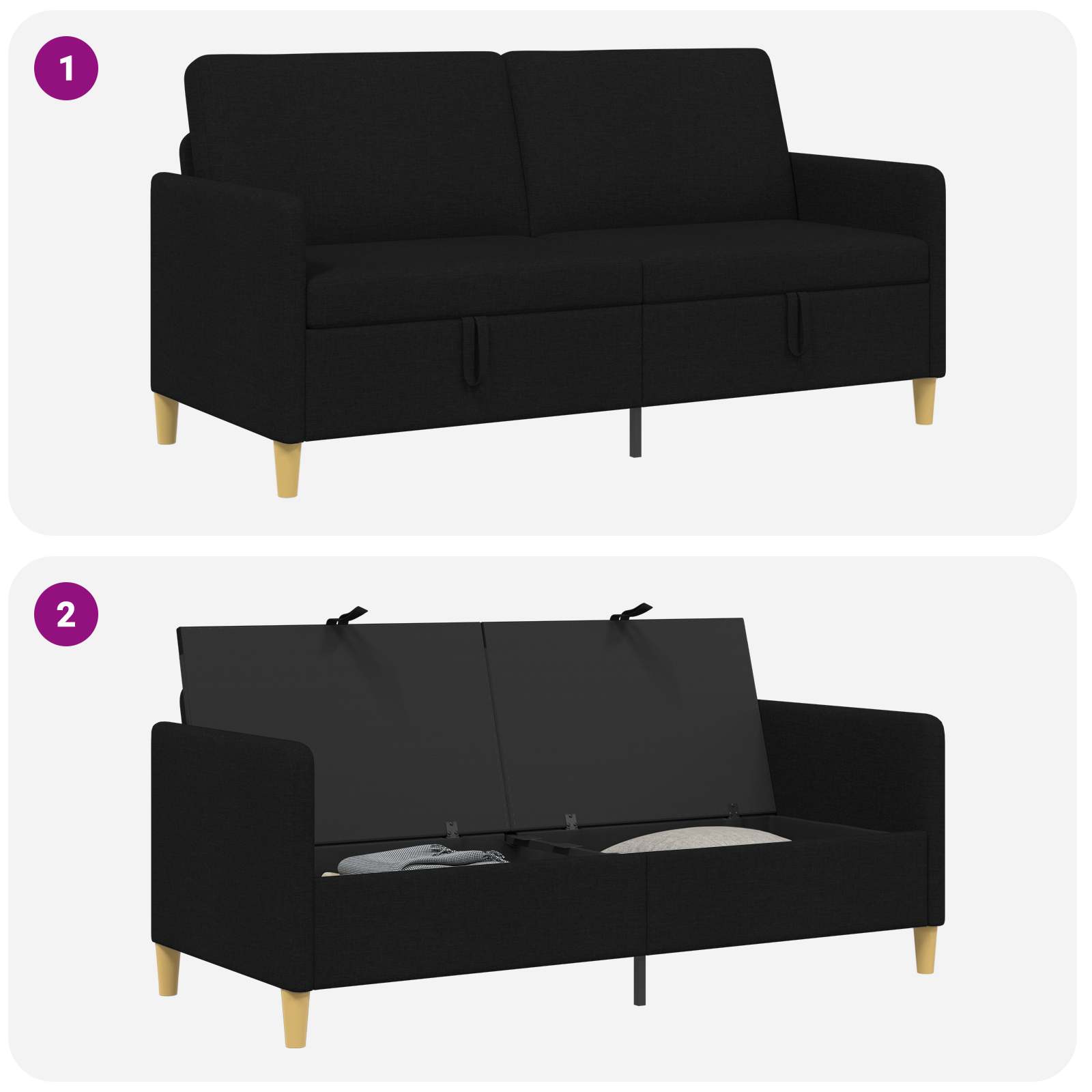 Bank met opslag Zwart 172 x 78 x 87 cm Polyester is nu te koop bij PeponiXL, paradijselijk wonen!
