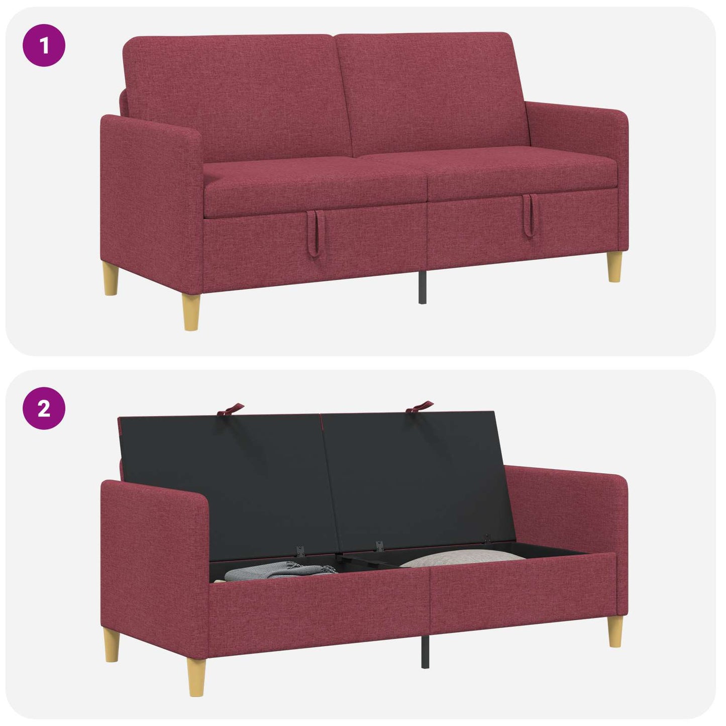Bank met opslag Wijnrood 172 x 78 x 87 cm Polyester is nu te koop bij PeponiXL, paradijselijk wonen!