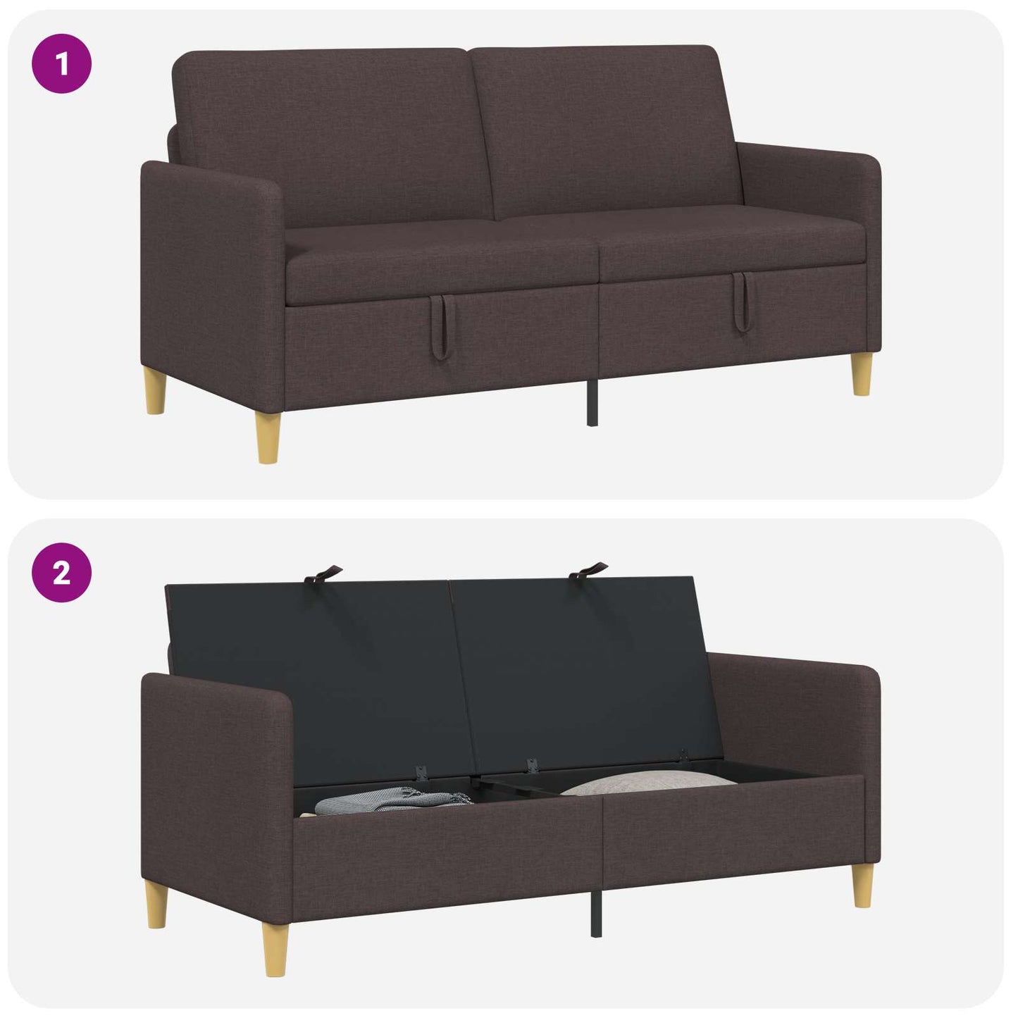Bank met opslag Donkerbruin 172 x 78 x 87 cm Polyester is nu te koop bij PeponiXL, paradijselijk wonen!