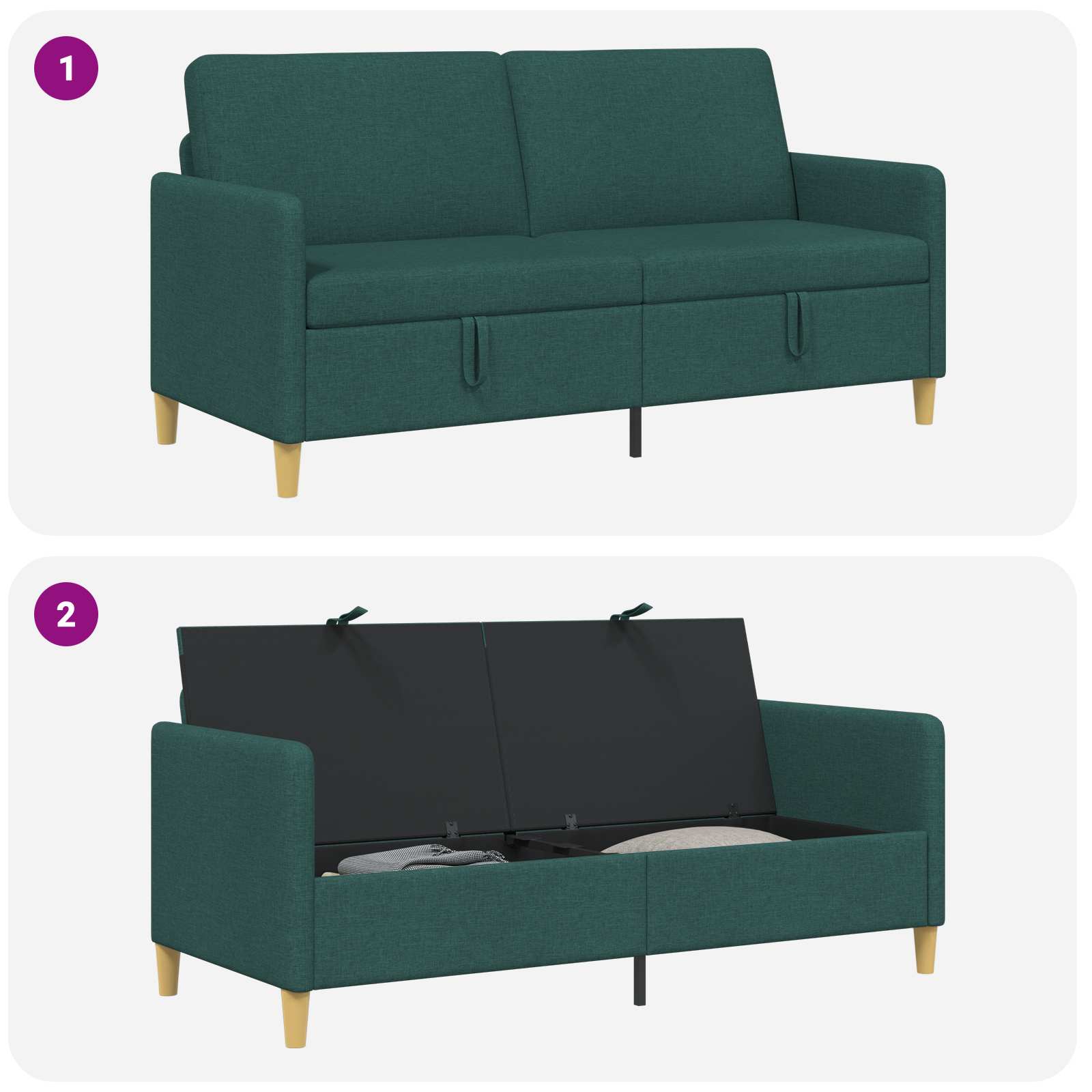 Bank met opslag Donkergroen 172 x 78 x 87 cm Polyester is nu te koop bij PeponiXL, paradijselijk wonen!