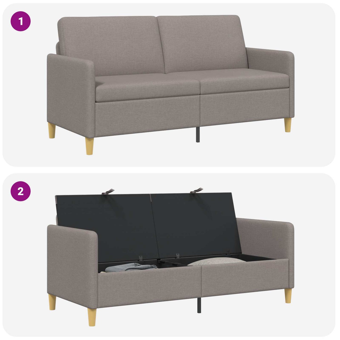 Bank met opslag Taupe 172 x 78 x 87 cm Polyester is nu te koop bij PeponiXL, paradijselijk wonen!