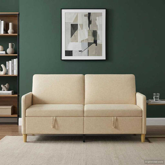 Bank met opslag Crèmekleurig 172 x 78 x 87 cm Polyester is nu te koop bij PeponiXL, paradijselijk wonen!