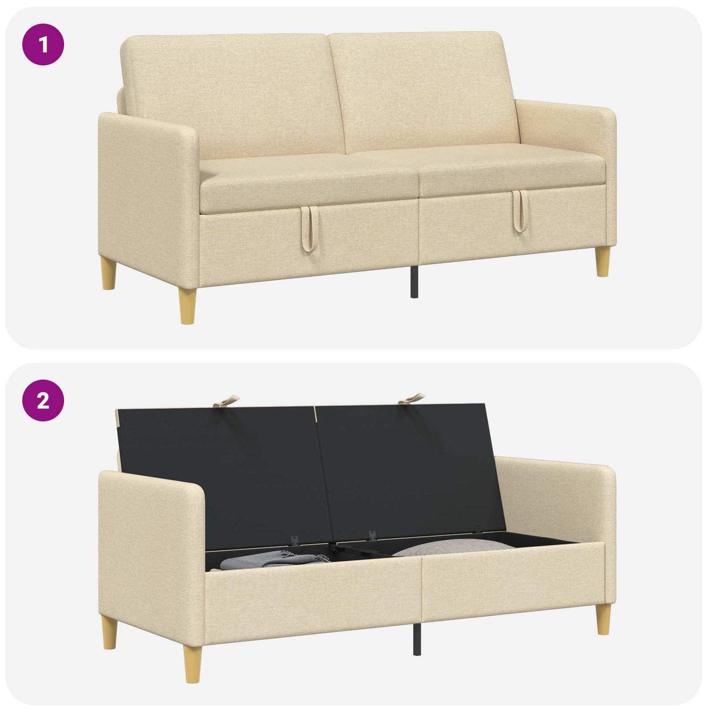 Bank met opslag Crèmekleurig 172 x 78 x 87 cm Polyester is nu te koop bij PeponiXL, paradijselijk wonen!