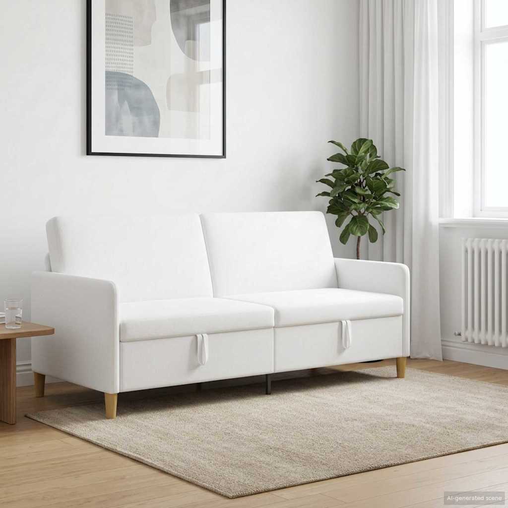 Bank met opslag Wit 192 x 78 x 87 cm Polyester is nu te koop bij PeponiXL, paradijselijk wonen!