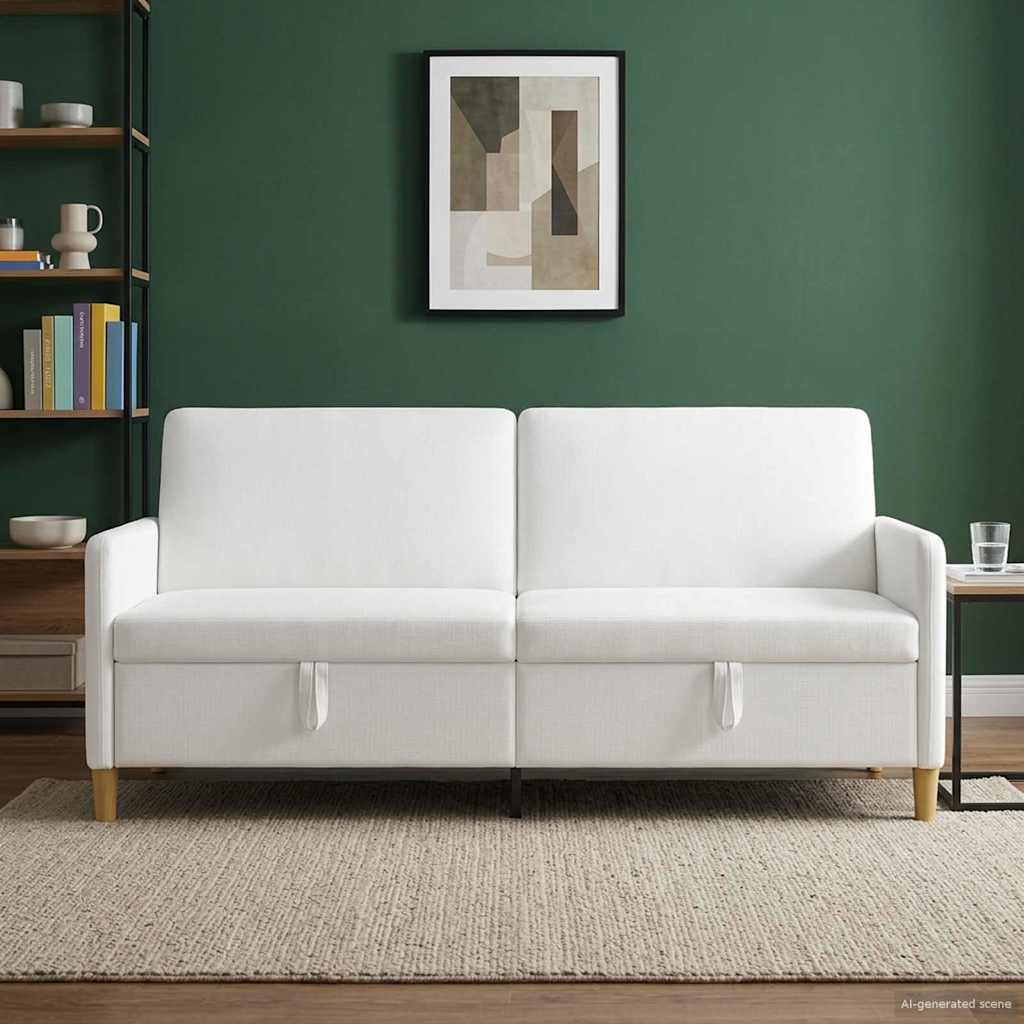 Bank met opslag Wit 192 x 78 x 87 cm Polyester is nu te koop bij PeponiXL, paradijselijk wonen!