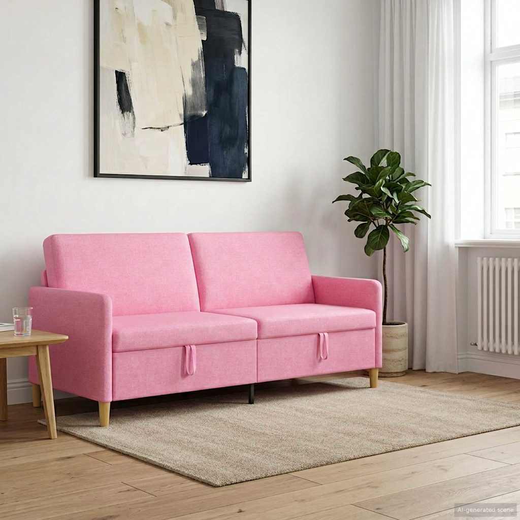 Bank met opslag Roze 192 x 78 x 87 cm Polyester is nu te koop bij PeponiXL, paradijselijk wonen!