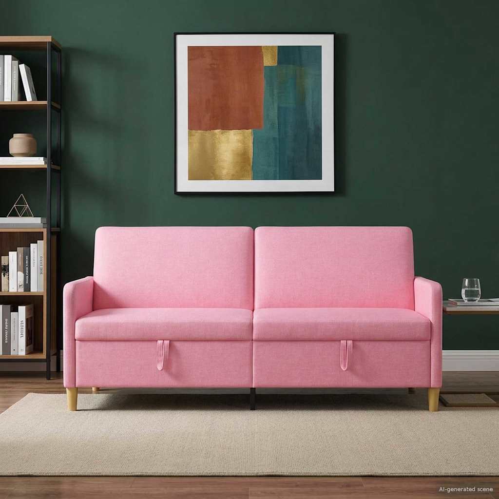 Bank met opslag Roze 192 x 78 x 87 cm Polyester is nu te koop bij PeponiXL, paradijselijk wonen!