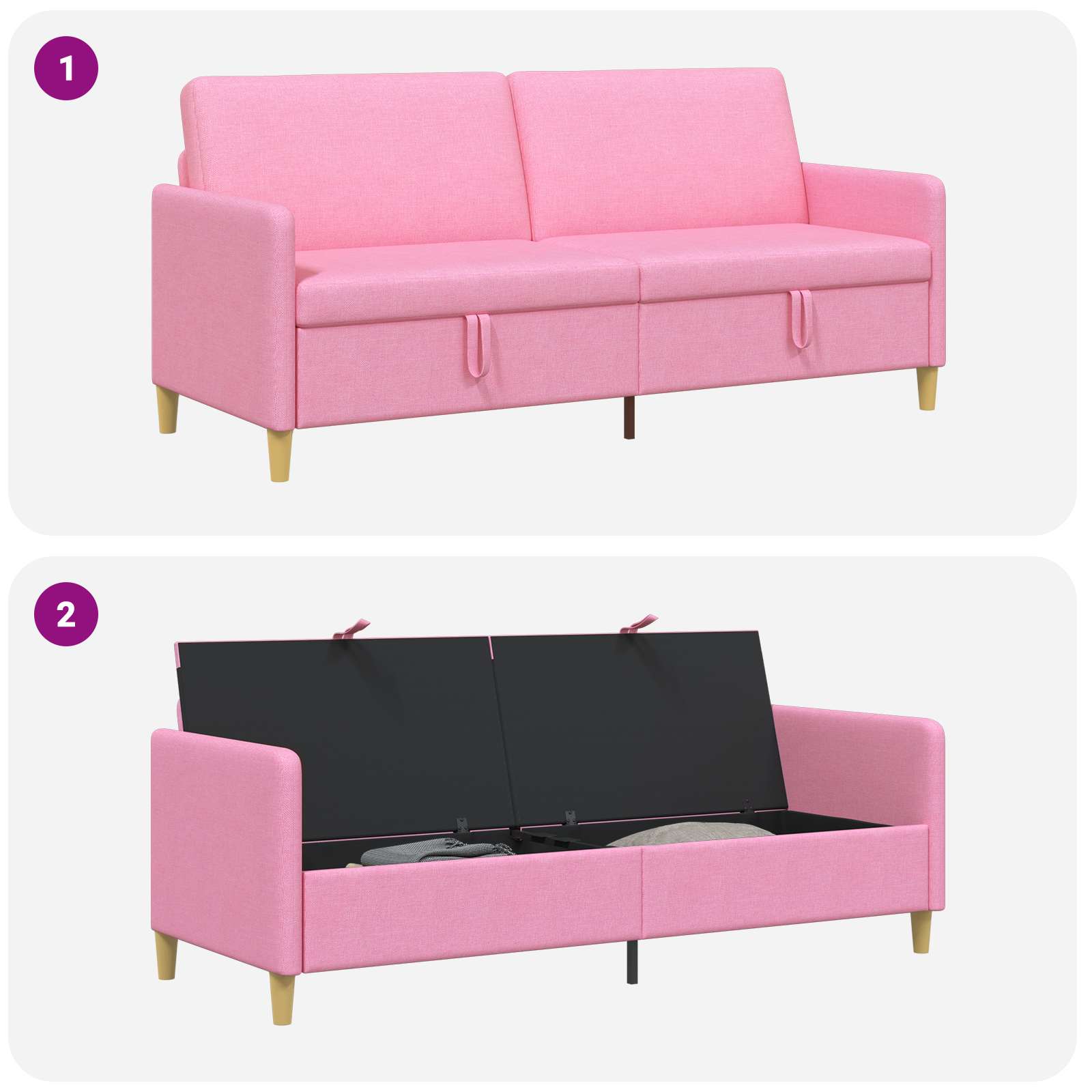Bank met opslag Roze 192 x 78 x 87 cm Polyester is nu te koop bij PeponiXL, paradijselijk wonen!