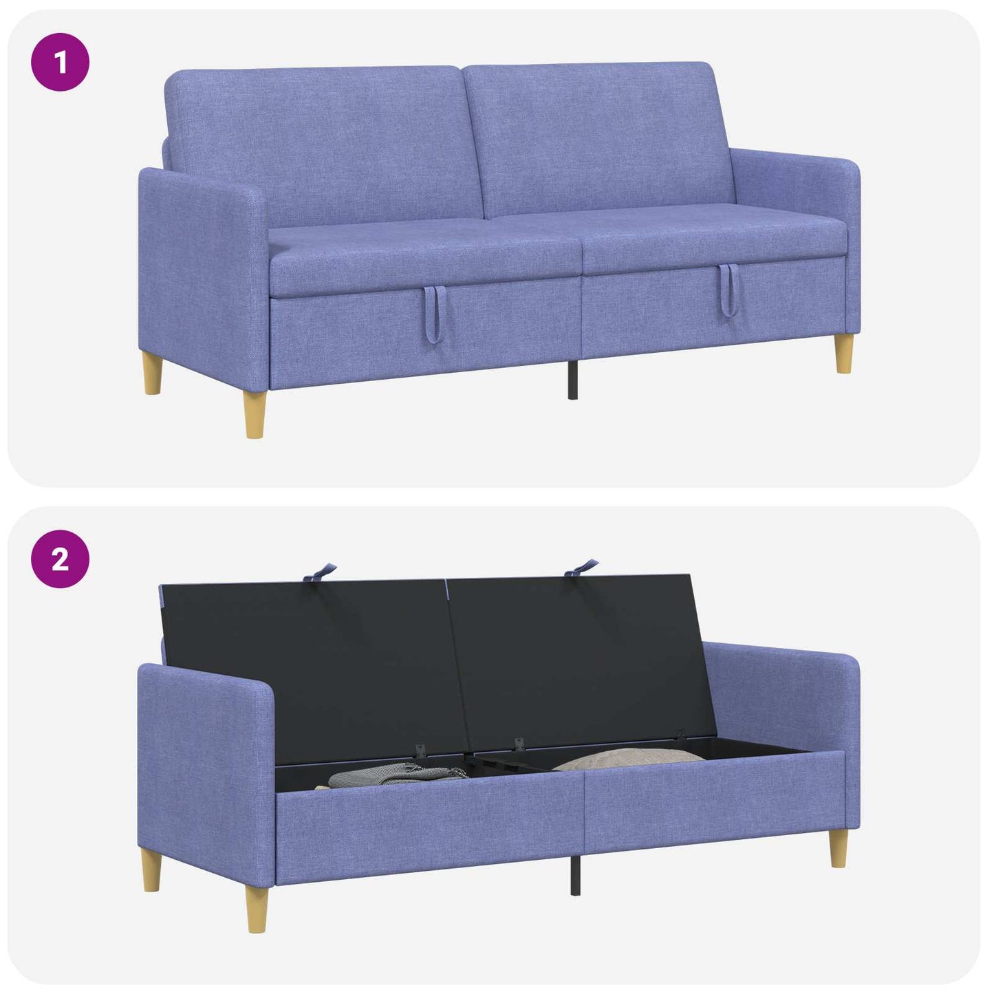 Bank met opslag Jeans Blauw 192 x 78 x 87 cm Polyester is nu te koop bij PeponiXL, paradijselijk wonen!