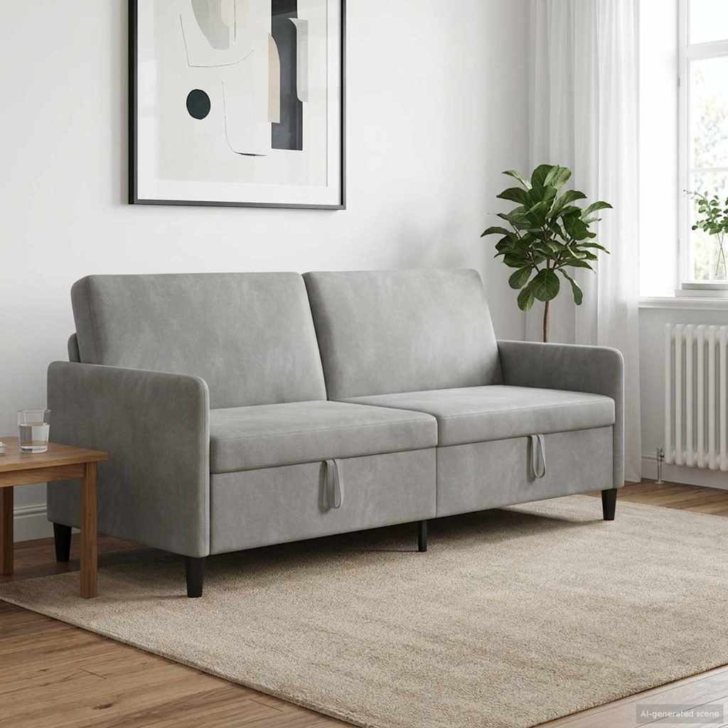 Bank met opslag Lichtgrijs 192 x 78 x 87 cm Polyester is nu te koop bij PeponiXL, paradijselijk wonen!