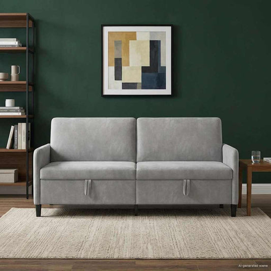 Bank met opslag Lichtgrijs 192 x 78 x 87 cm Polyester is nu te koop bij PeponiXL, paradijselijk wonen!
