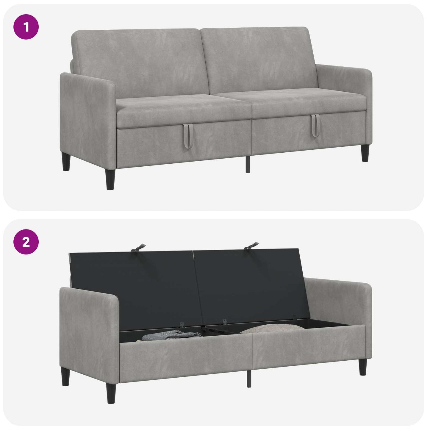 Bank met opslag Lichtgrijs 192 x 78 x 87 cm Polyester is nu te koop bij PeponiXL, paradijselijk wonen!