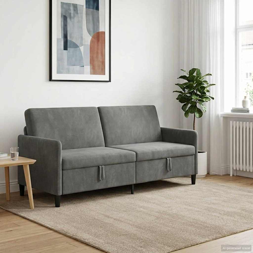 Bank met opslag Donkergrijs 192 x 78 x 87 cm Polyester is nu te koop bij PeponiXL, paradijselijk wonen!