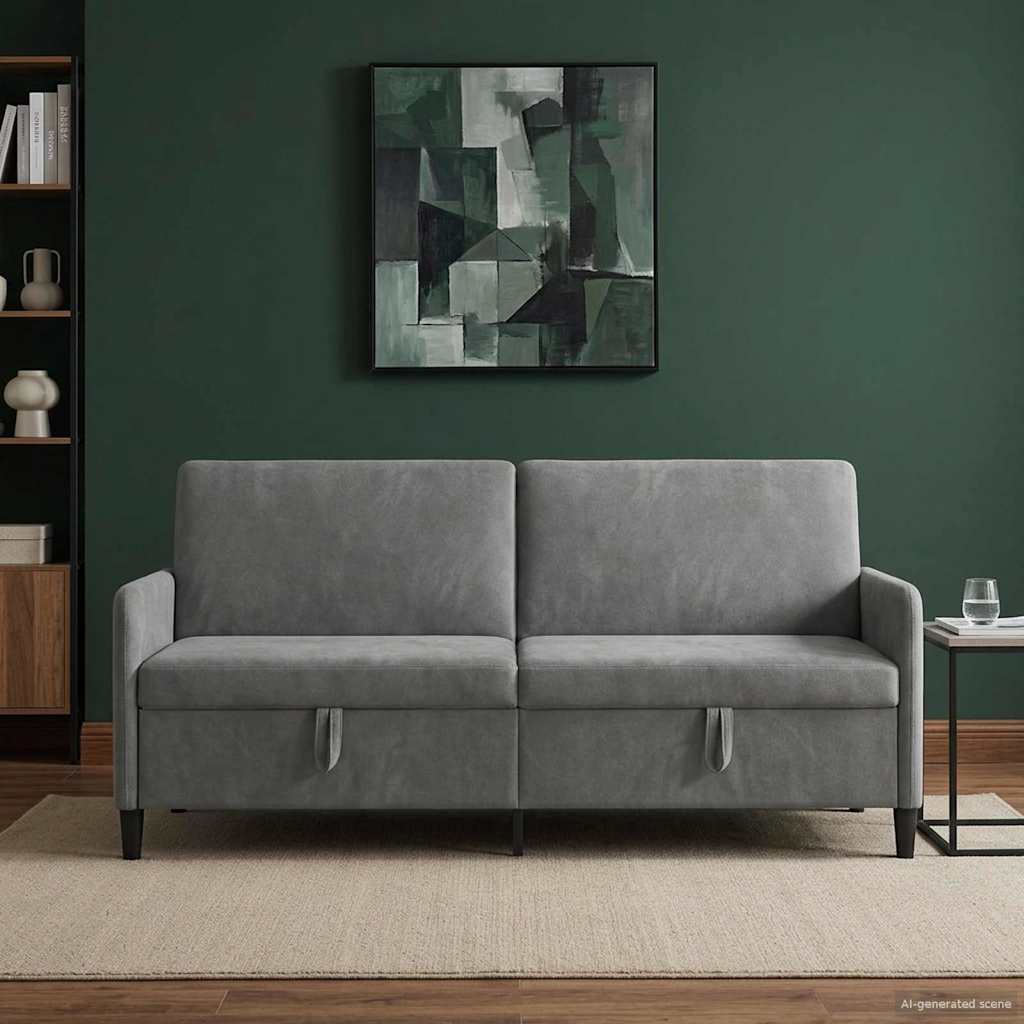 Bank met opslag Donkergrijs 192 x 78 x 87 cm Polyester is nu te koop bij PeponiXL, paradijselijk wonen!