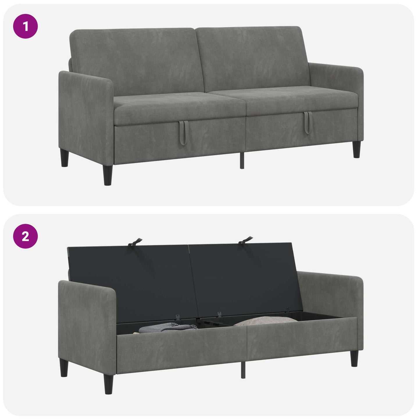 Bank met opslag Donkergrijs 192 x 78 x 87 cm Polyester is nu te koop bij PeponiXL, paradijselijk wonen!