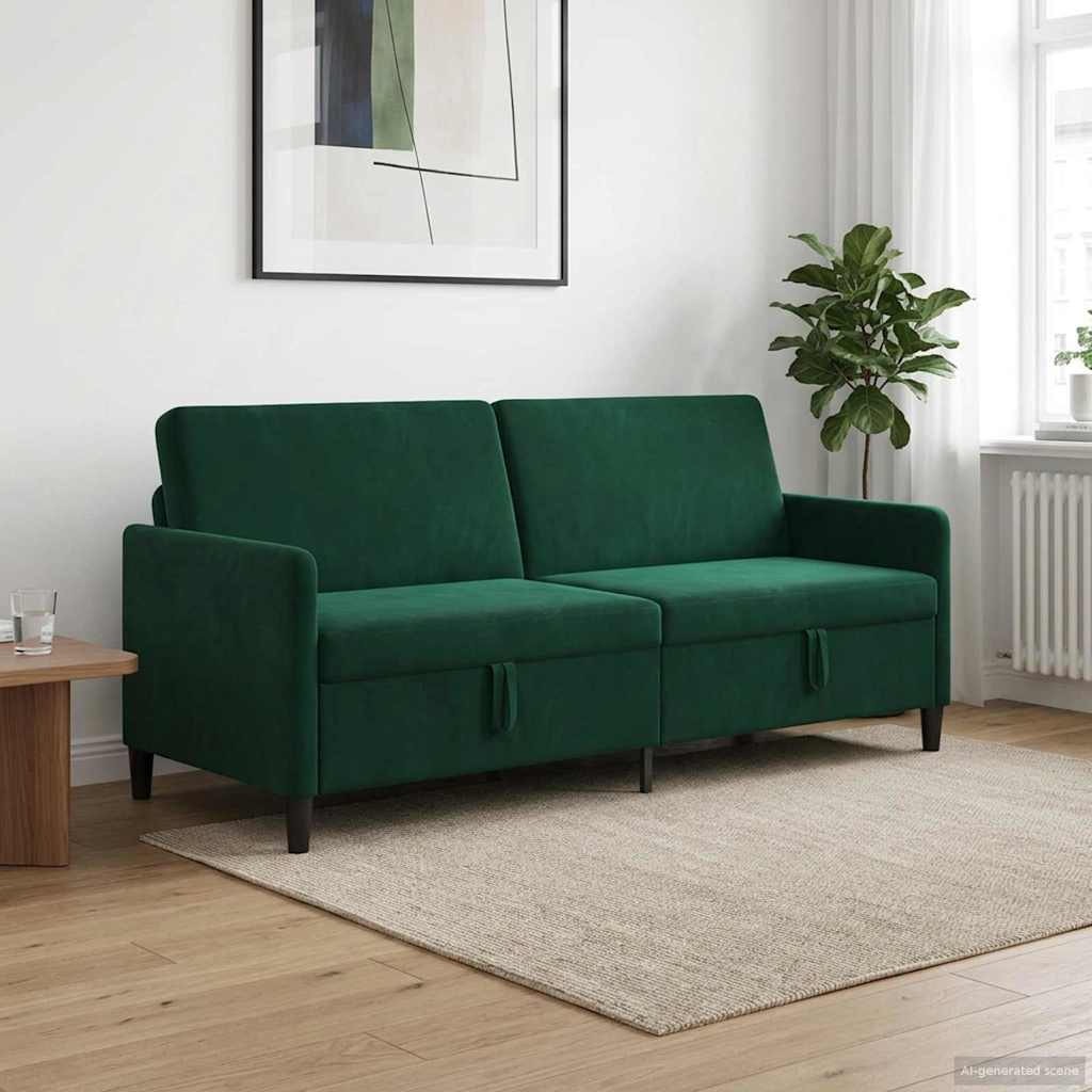 Bank met opslag Donkergroen 192 x 78 x 87 cm Polyester is nu te koop bij PeponiXL, paradijselijk wonen!