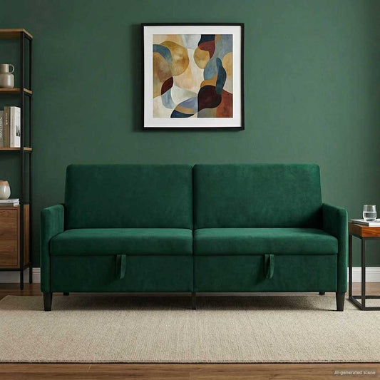 Bank met opslag Donkergroen 192 x 78 x 87 cm Polyester is nu te koop bij PeponiXL, paradijselijk wonen!