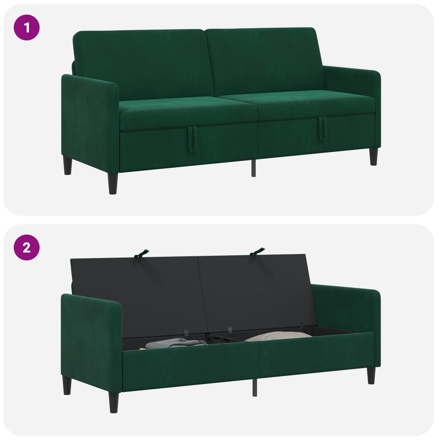 Bank met opslag Donkergroen 192 x 78 x 87 cm Polyester is nu te koop bij PeponiXL, paradijselijk wonen!