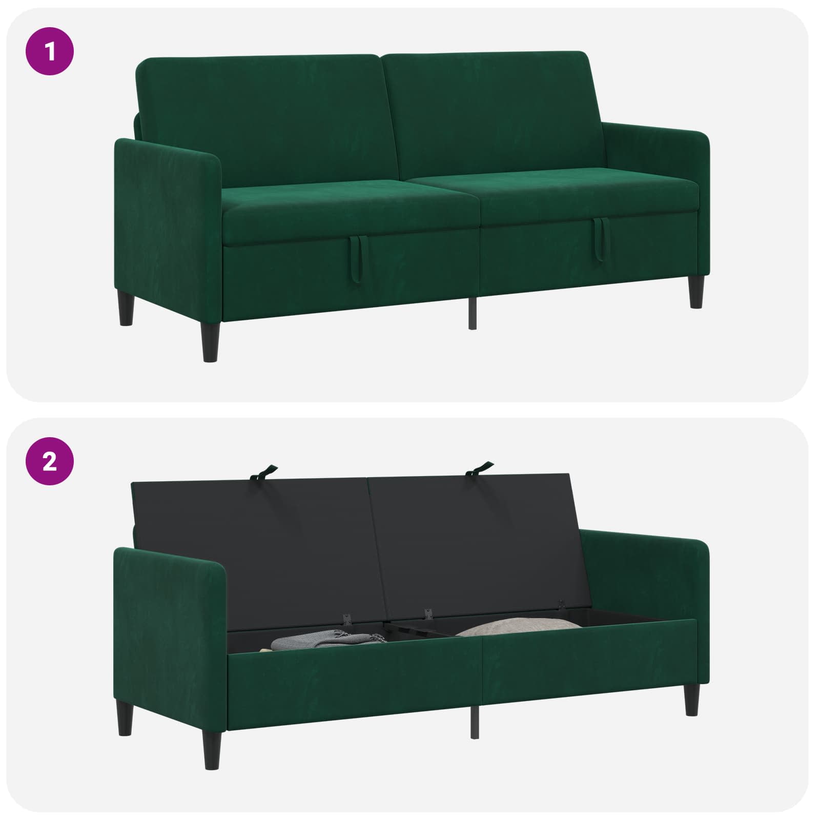 Bank met opslag Donkergroen 192 x 78 x 87 cm Polyester is nu te koop bij PeponiXL, paradijselijk wonen!