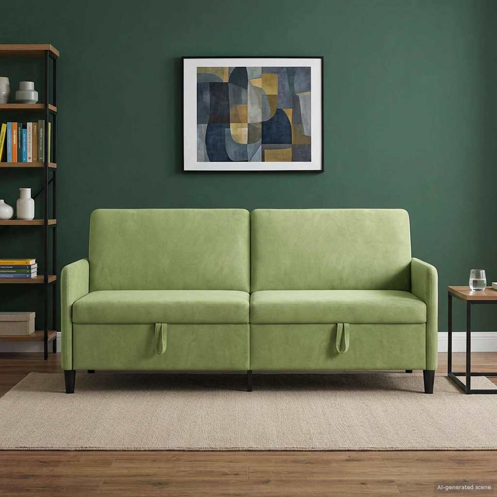 Bank met opslag Lichtgroen 192 x 78 x 87 cm Polyester is nu te koop bij PeponiXL, paradijselijk wonen!