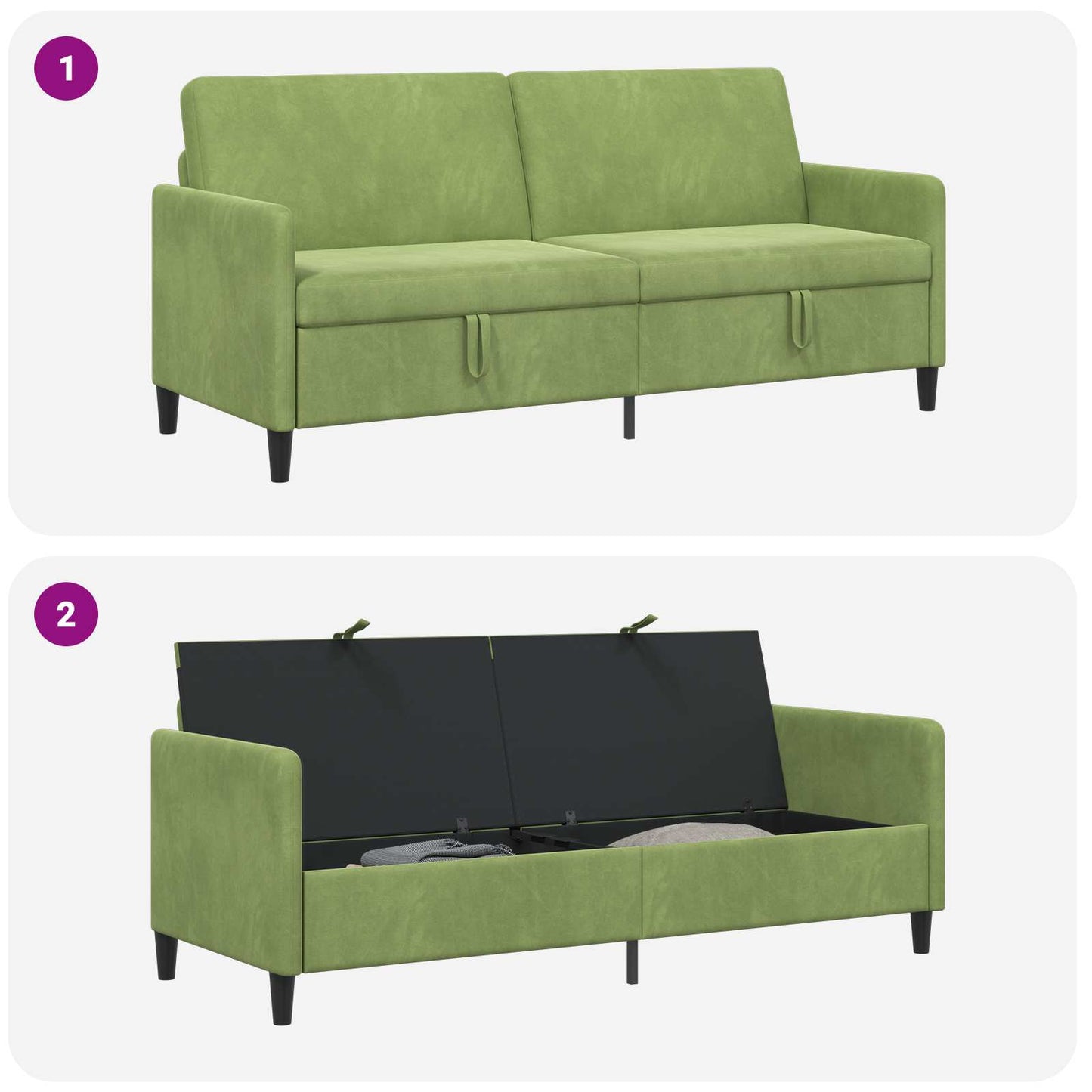 Bank met opslag Lichtgroen 192 x 78 x 87 cm Polyester is nu te koop bij PeponiXL, paradijselijk wonen!