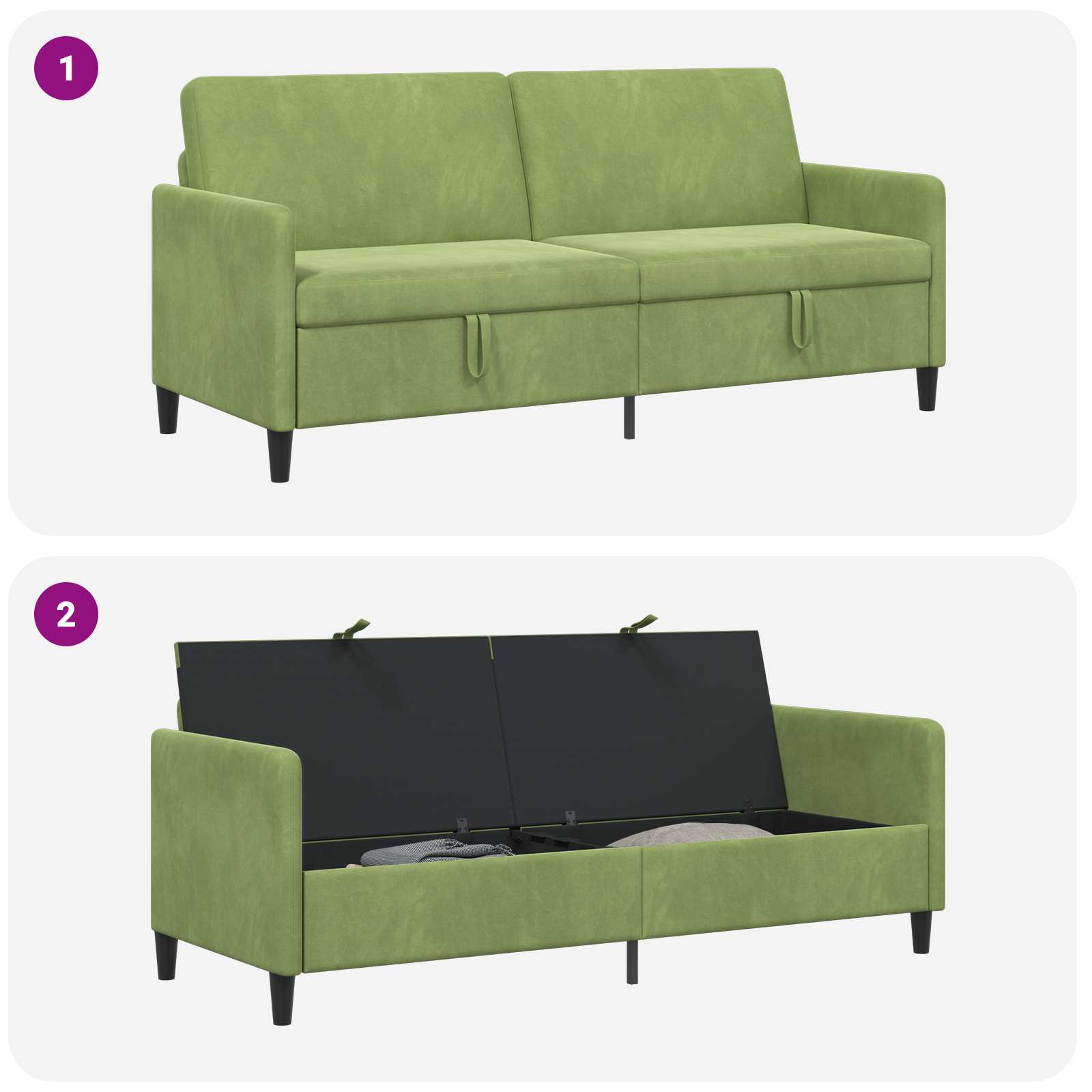 Bank met opslag Lichtgroen 192 x 78 x 87 cm Polyester is nu te koop bij PeponiXL, paradijselijk wonen!