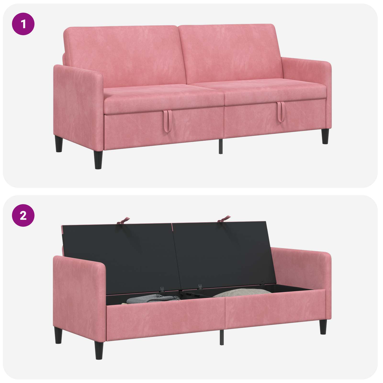 Bank met opslag Roze 192 x 78 x 87 cm Polyester is nu te koop bij PeponiXL, paradijselijk wonen!