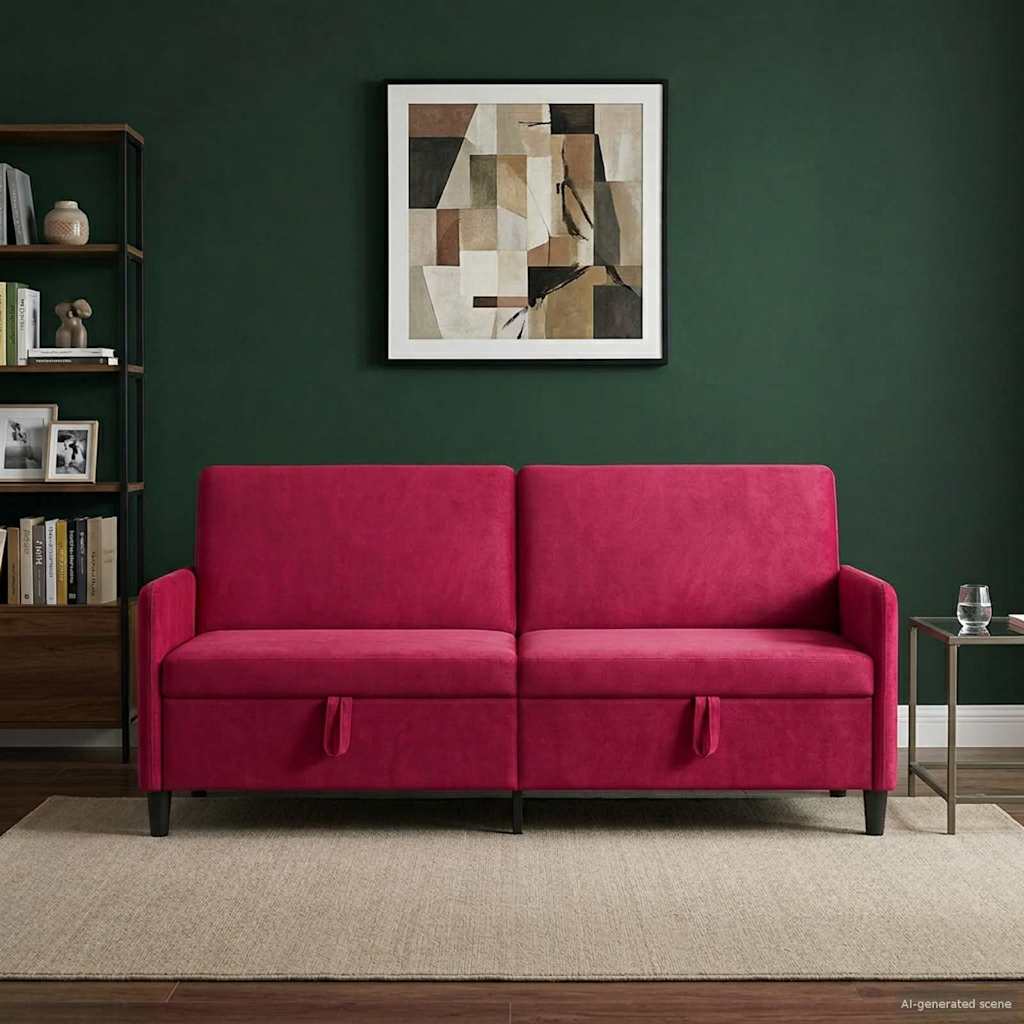 Bank met opslag Wijnrood 192 x 78 x 87 cm Polyester is nu te koop bij PeponiXL, paradijselijk wonen!